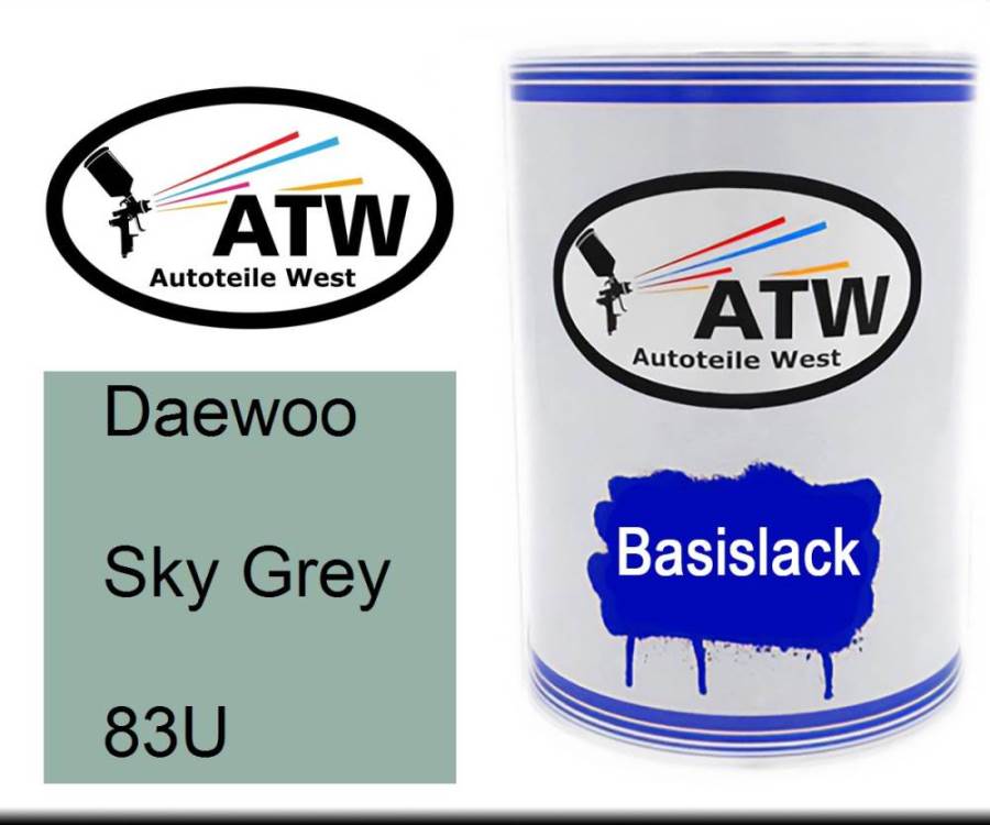 Daewoo, Sky Grey, 83U: 500ml Lackdose, von ATW Autoteile West.